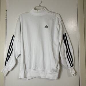 Adidas high neck white logo long sleeve shirt size medium